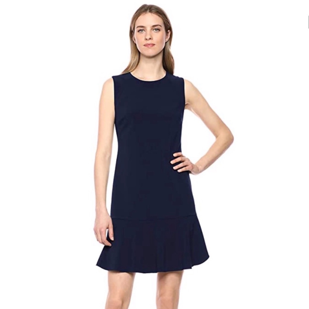 Lark & Ro 14 Navy Blue Sleeveless Ruffle Hem Dress
